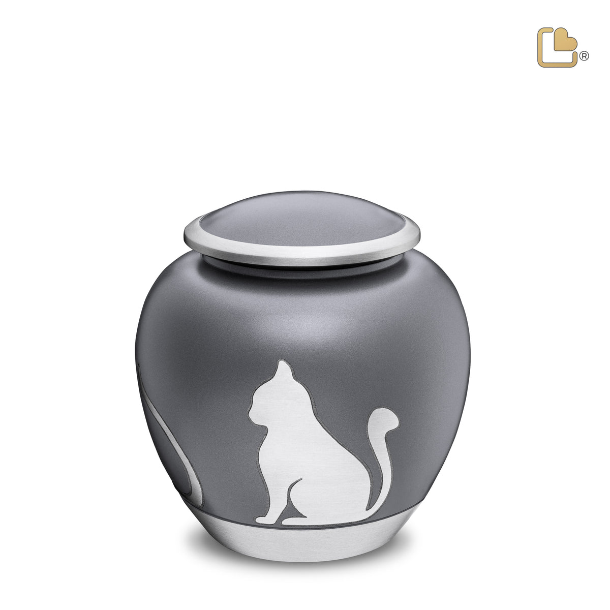 P554M   Shadow Medium Cat Pet Urn French Grey &amp; Bru Pewter