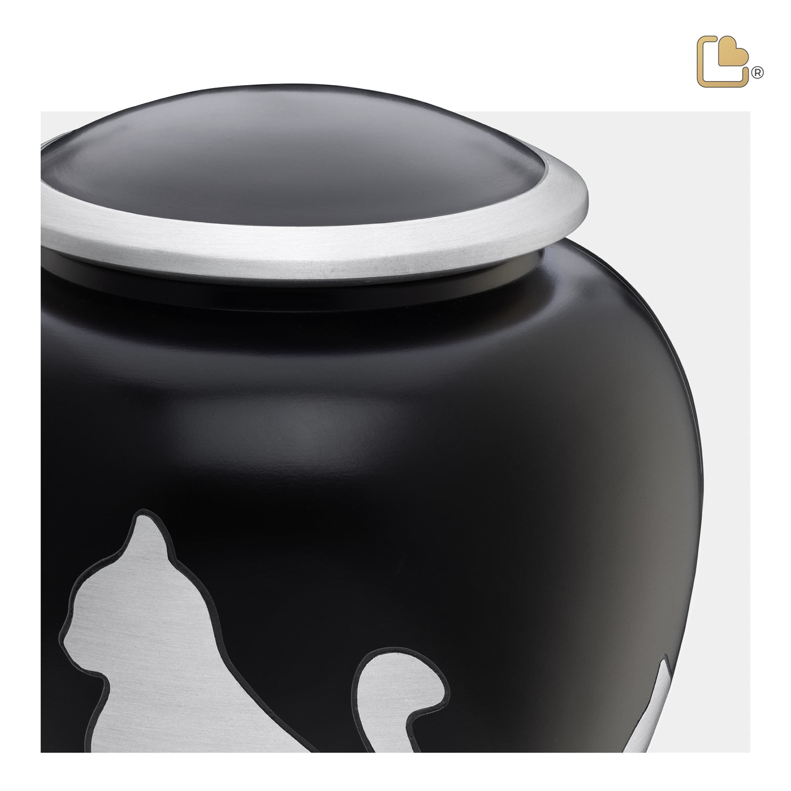 P555M   Shadow Medium Cat Pet Urn Black & Bru Pewter