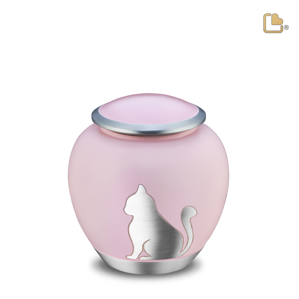 P556M   Shadow Medium Cat Pet Urn Pink &amp; Bru Pewter