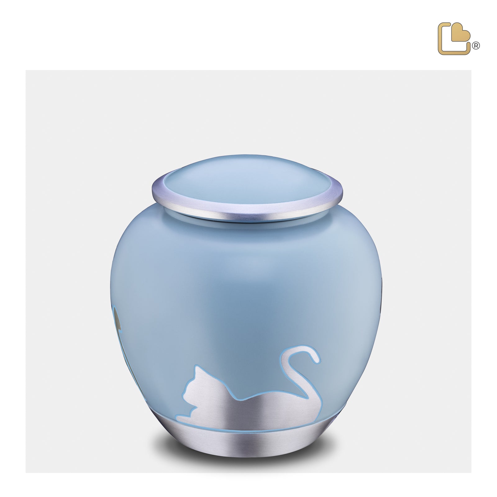 P557M   Shadow Medium Cat Pet Urn Blue & Bru Pewter