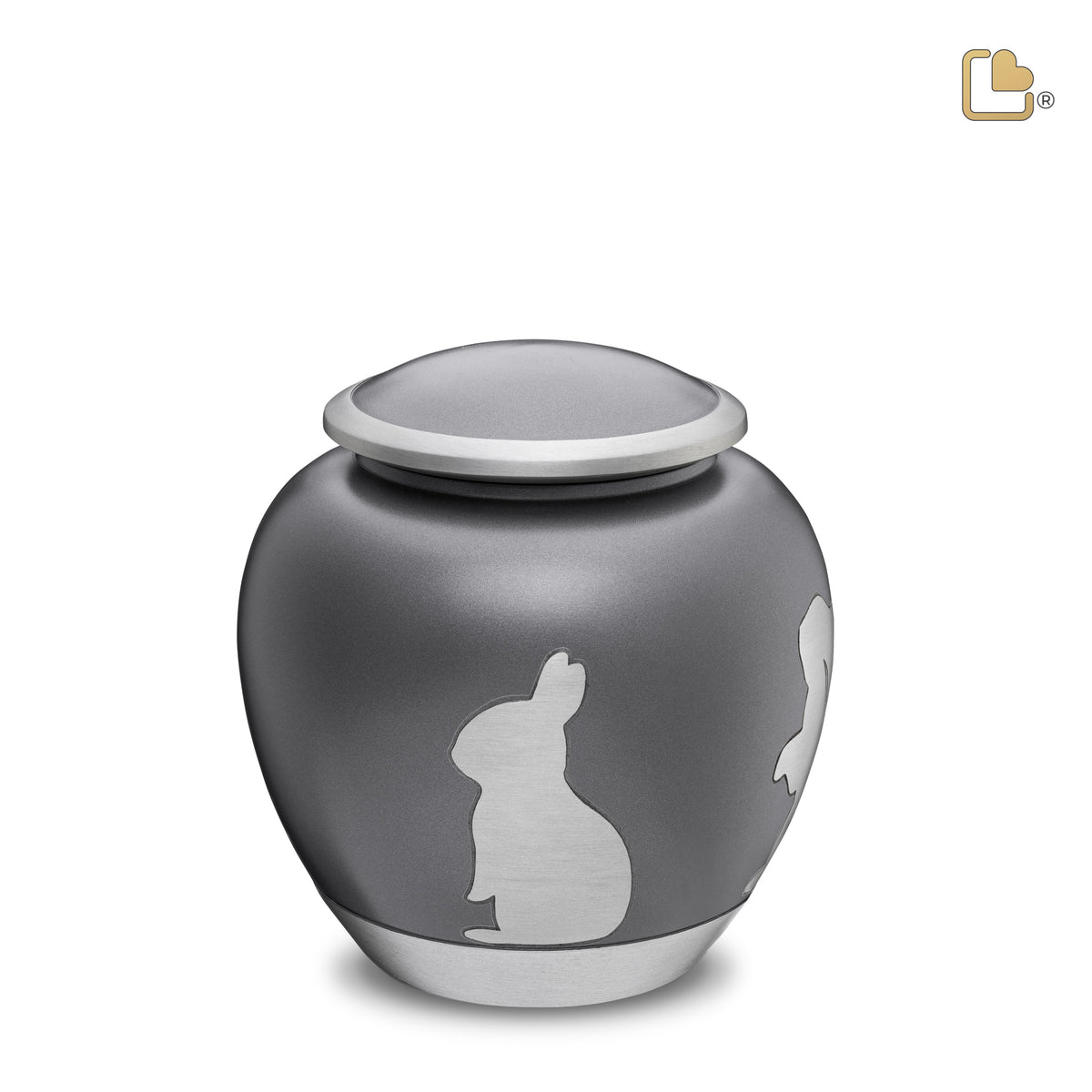 P558M   Shadow Medium Rabbit Pet Urn French Grey &amp; Bru Pewter