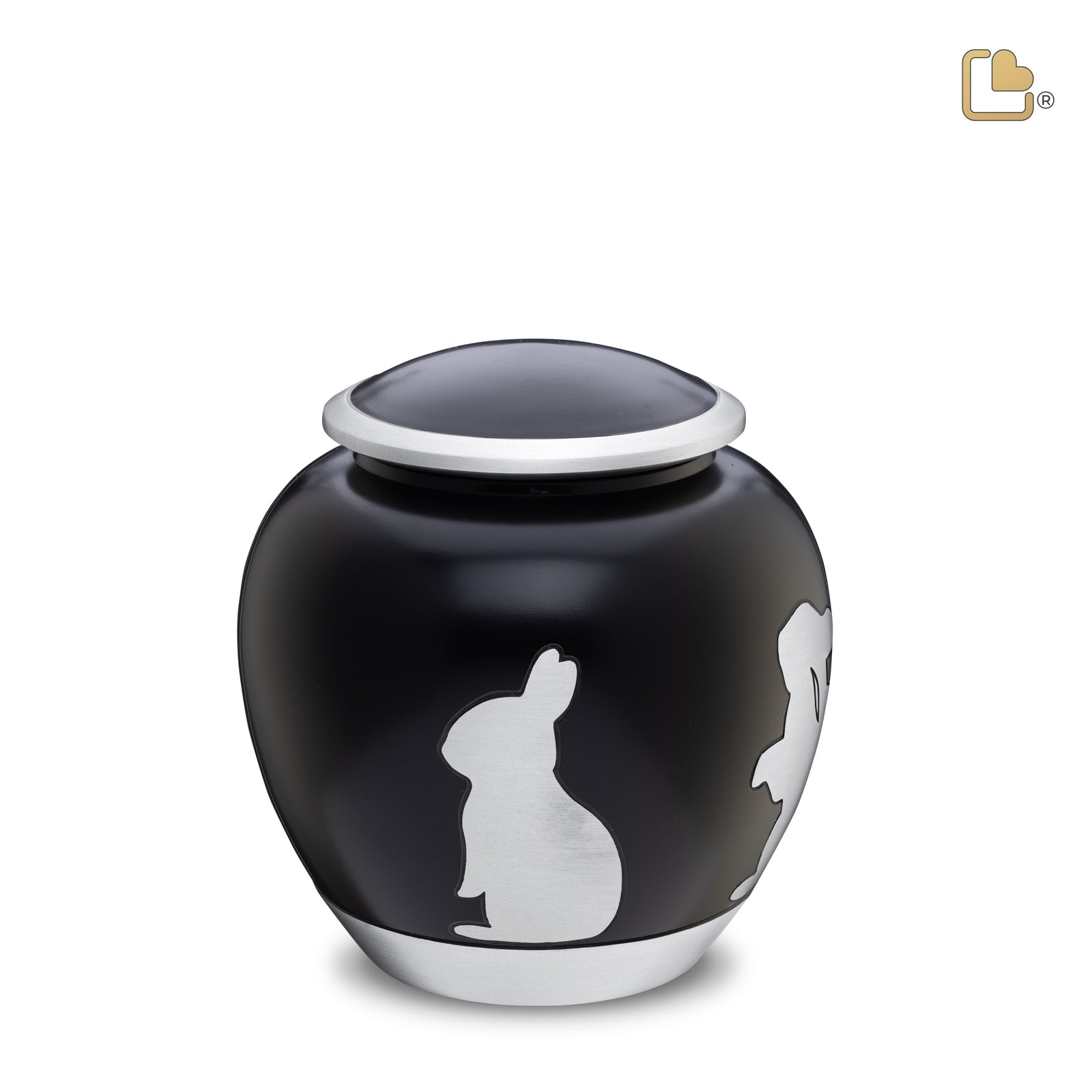 P559M   Shadow Medium Rabbit Pet Urn Black & Bru Pewter