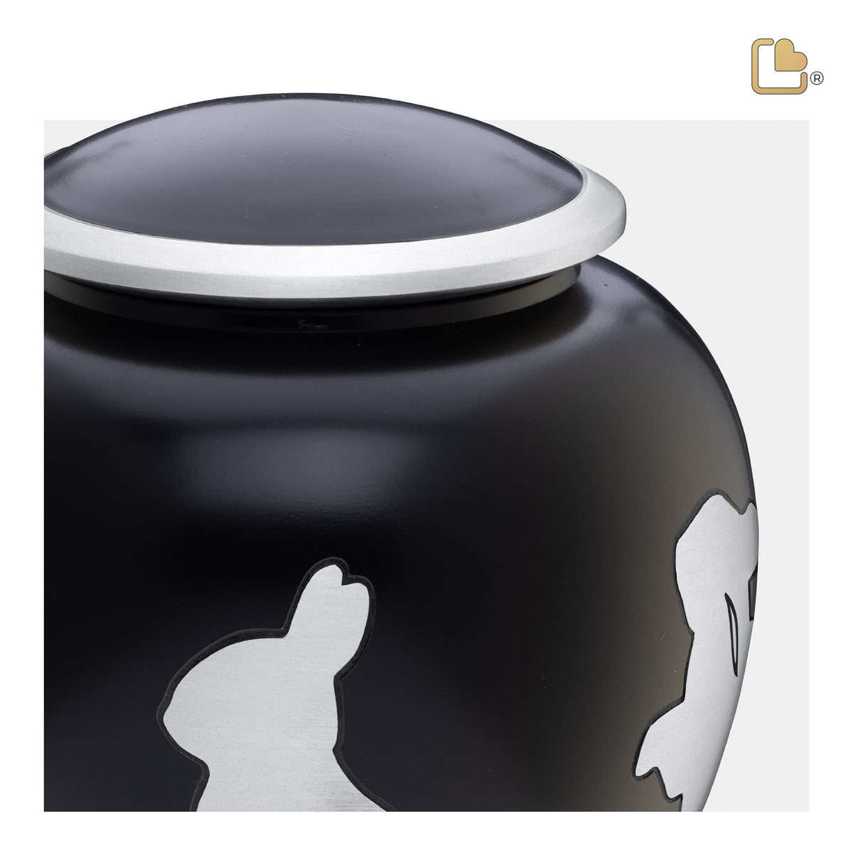 P559M   Shadow Medium Rabbit Pet Urn Black & Bru Pewter