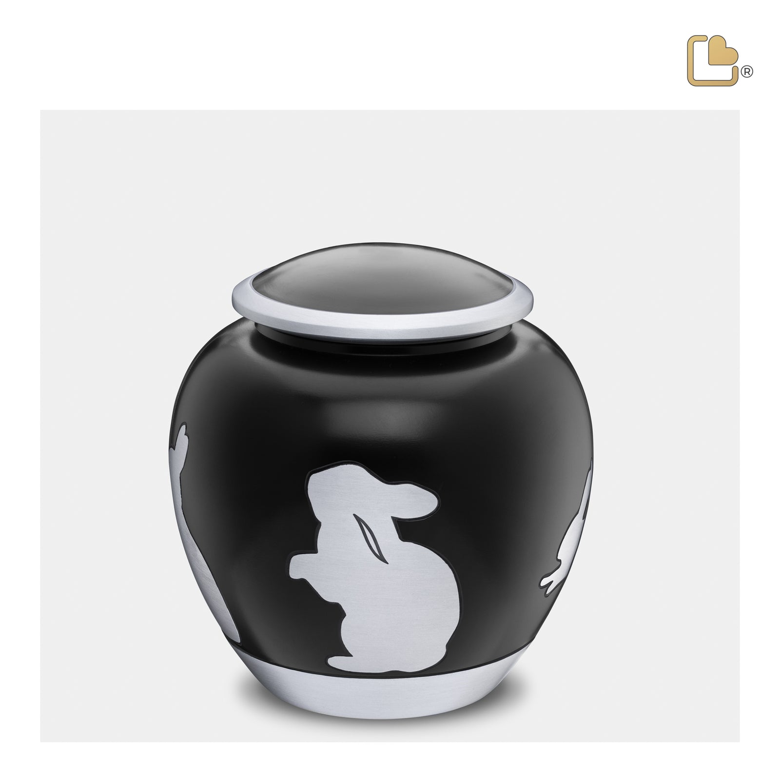 P559M   Shadow Medium Rabbit Pet Urn Black & Bru Pewter