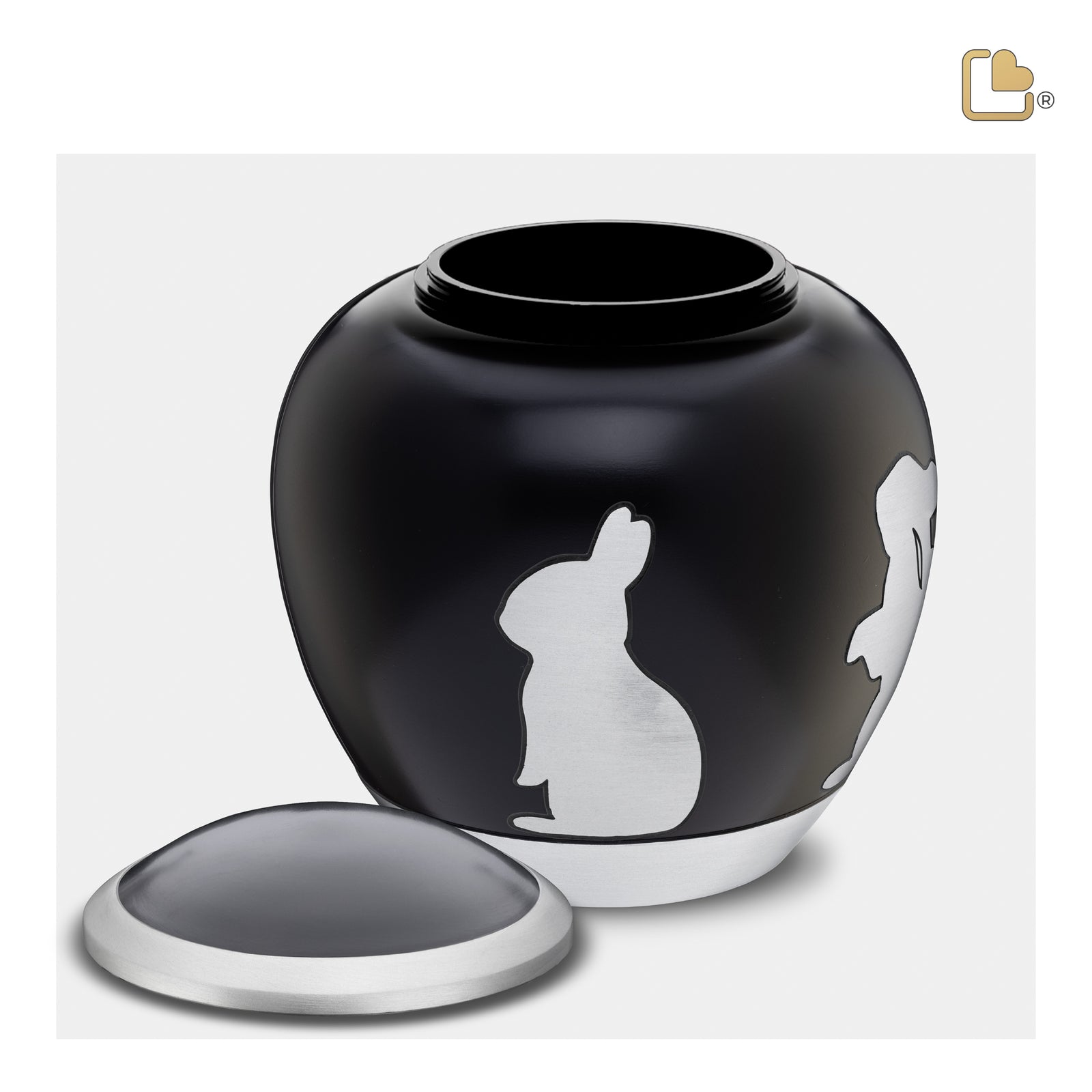 P559M   Shadow Medium Rabbit Pet Urn Black & Bru Pewter