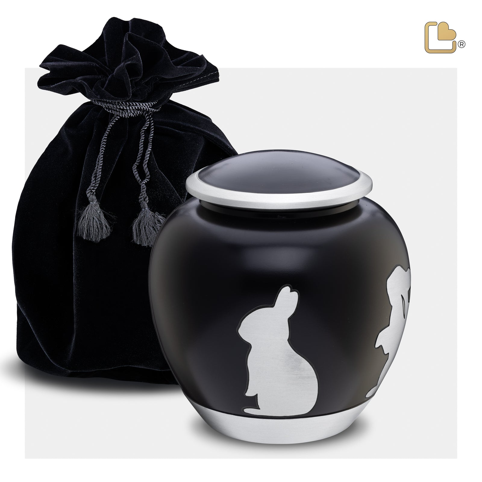 P559M   Shadow Medium Rabbit Pet Urn Black & Bru Pewter