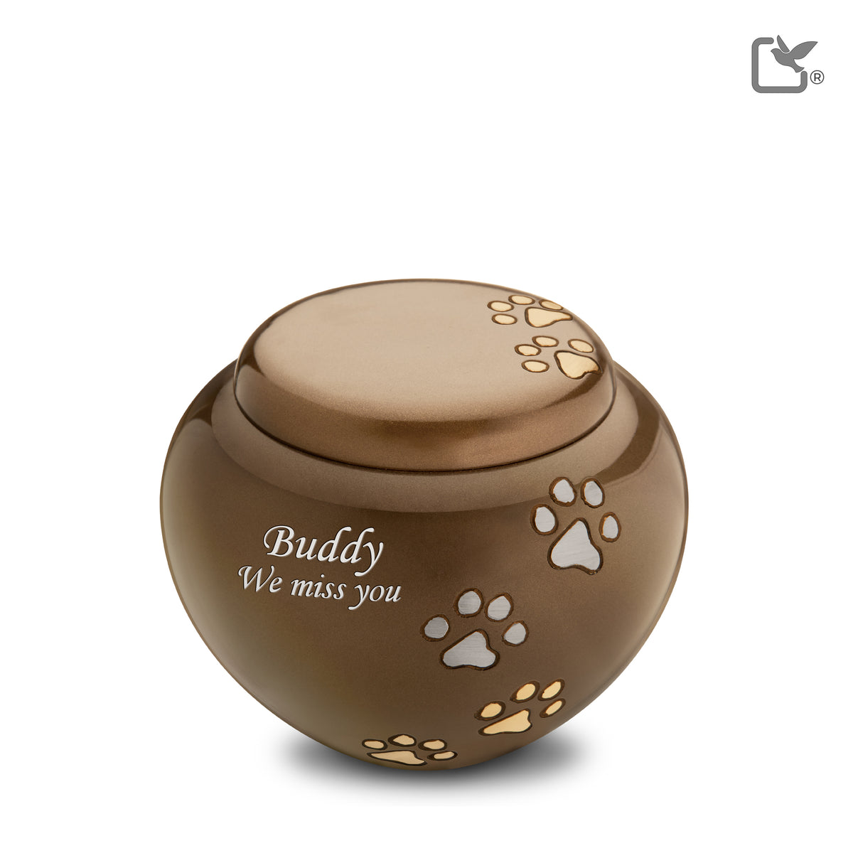 P570M   Cuddle Medium Pet Urn Bronze &amp; Bru Gold
