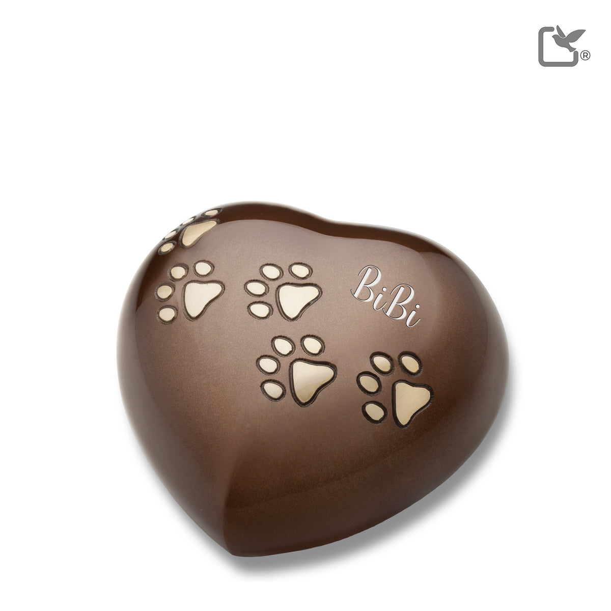 P630L   Large Heart Pet Urn Bronze &amp; Bru Gold