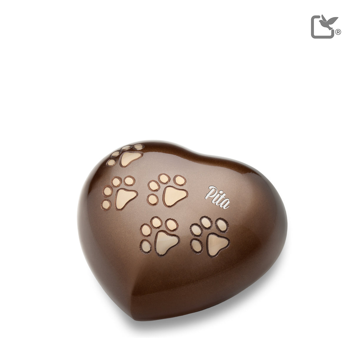 P630M   Medium Heart Pet Urn Bronze &amp; Bru Gold