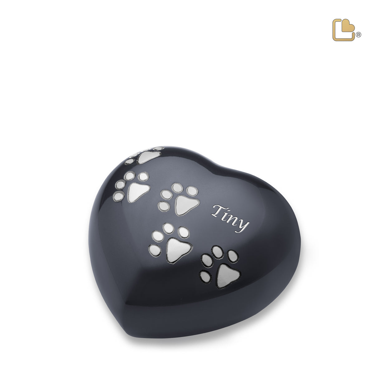 P631M   Medium Heart Pet Urn Midnight &amp; Bru Pewter