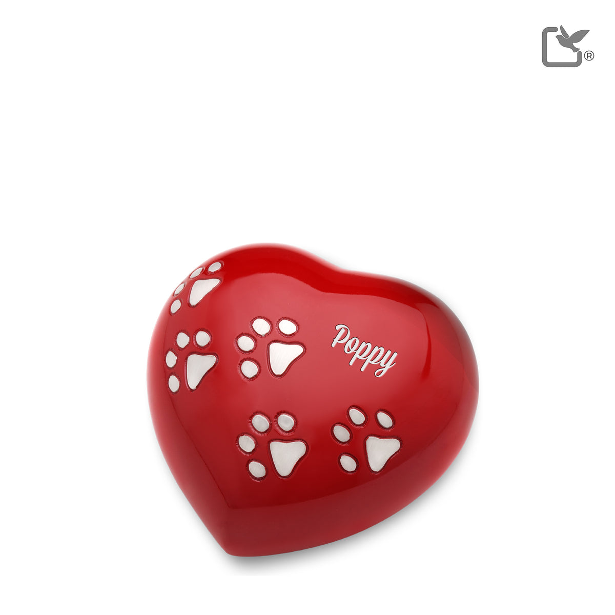P632M   Medium Heart Pet Urn Red &amp; Bru Pewter