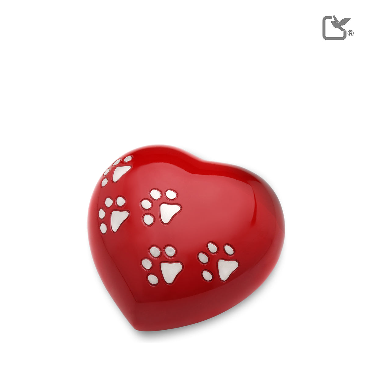 P632M   Medium Heart Pet Urn Red & Bru Pewter
