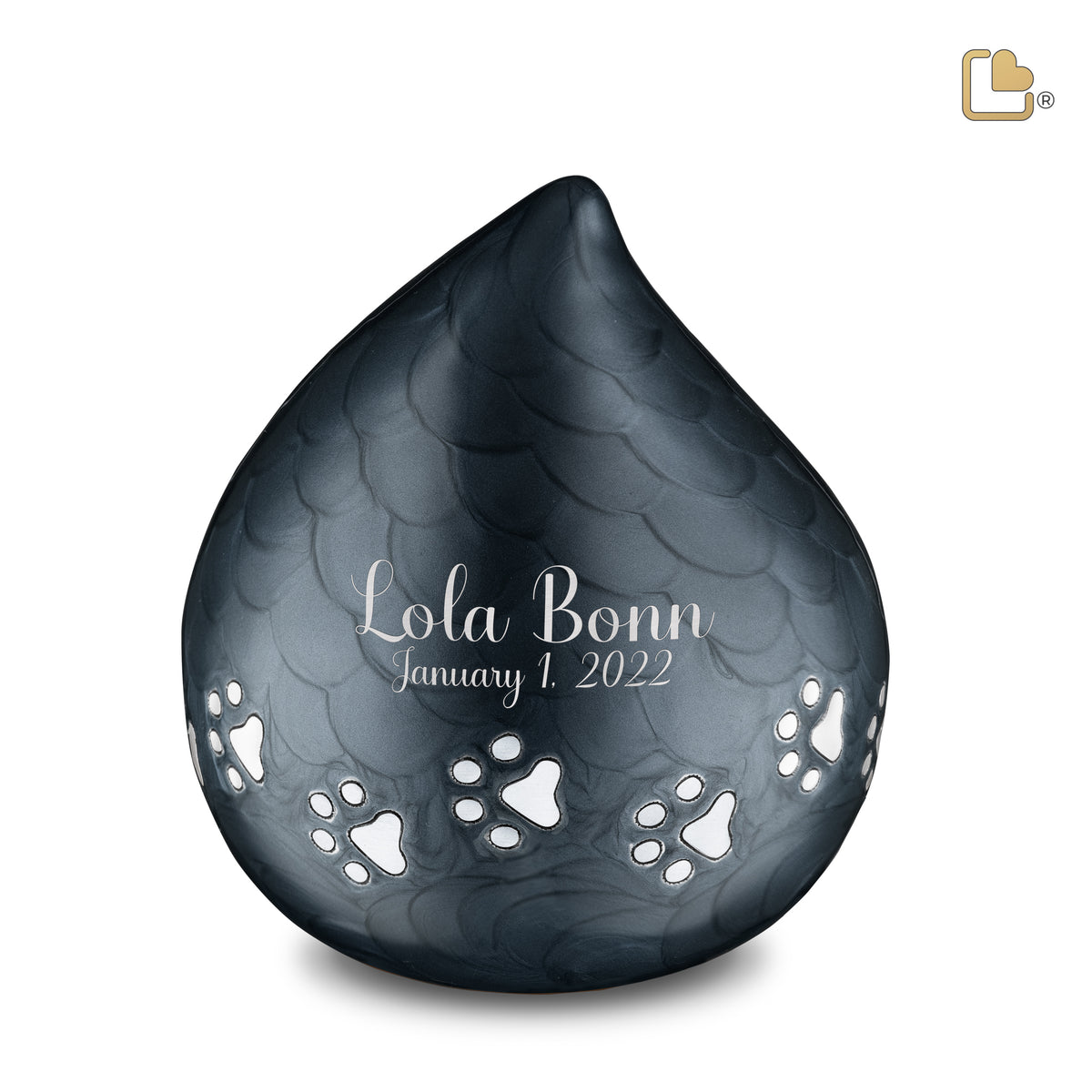 P633L   LoveDrop Large Pet Urn Pearl Midnight &amp; Bru Pewter
