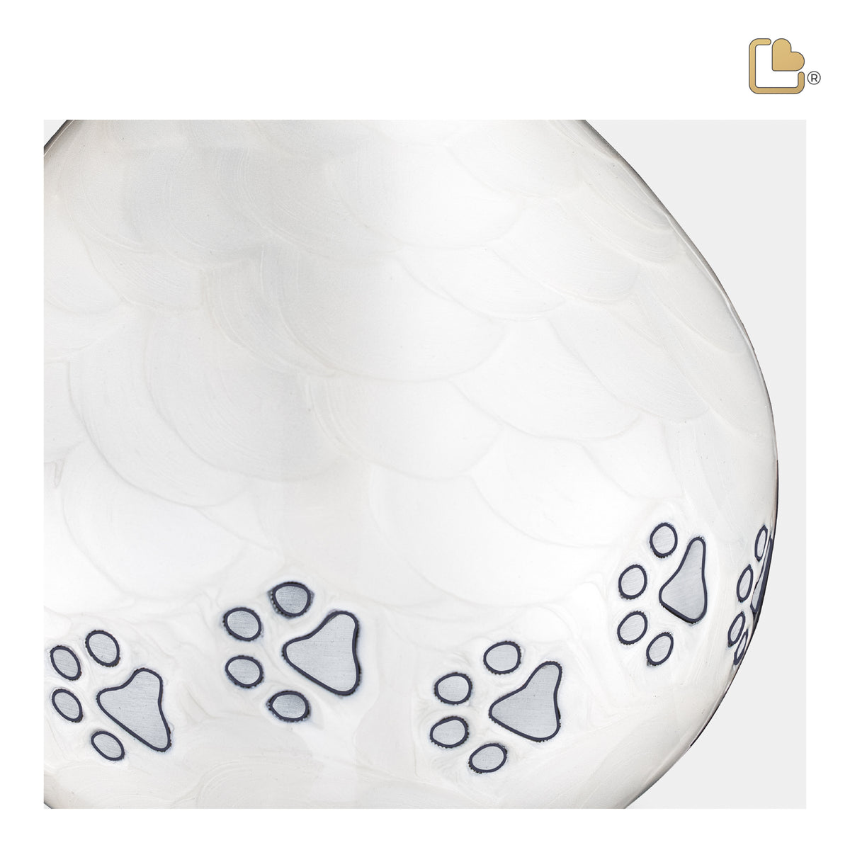 P635L   LoveDrop Large Pet Urn Pearl White & Bru Pewter