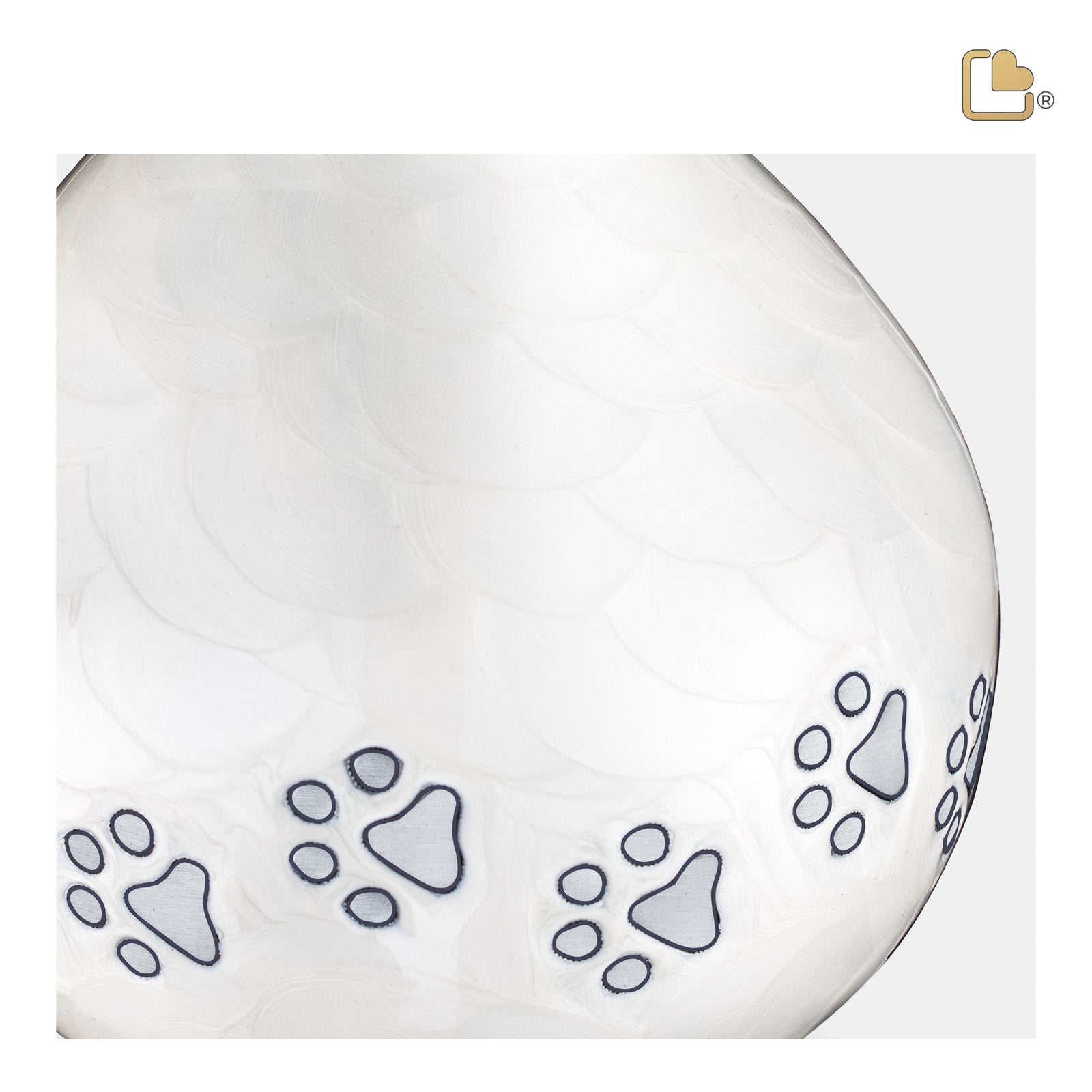 P635L   LoveDrop Large Pet Urn Pearl White & Bru Pewter