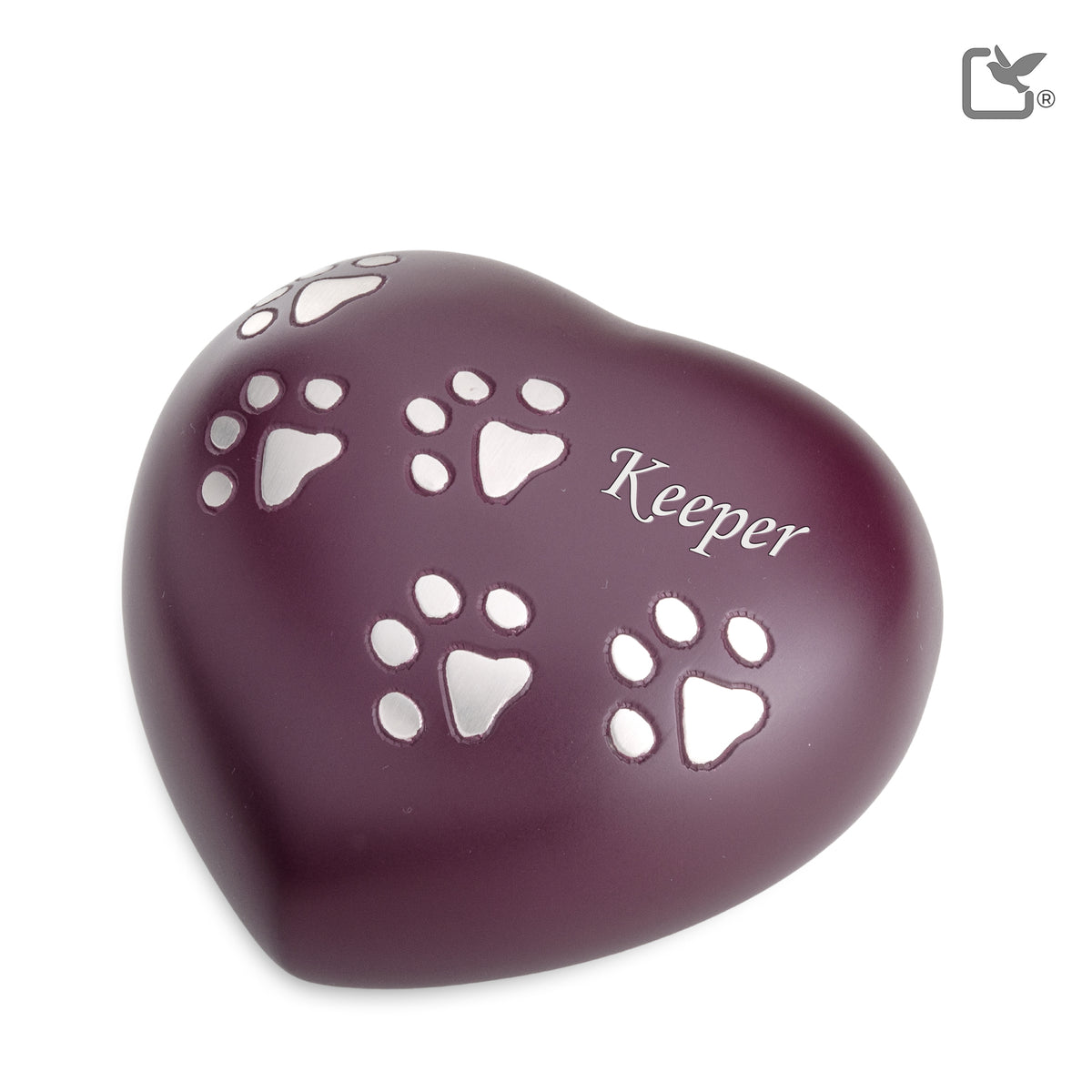 P641L   Large Heart Pet Urn Cranberry &amp; Bru Pewter