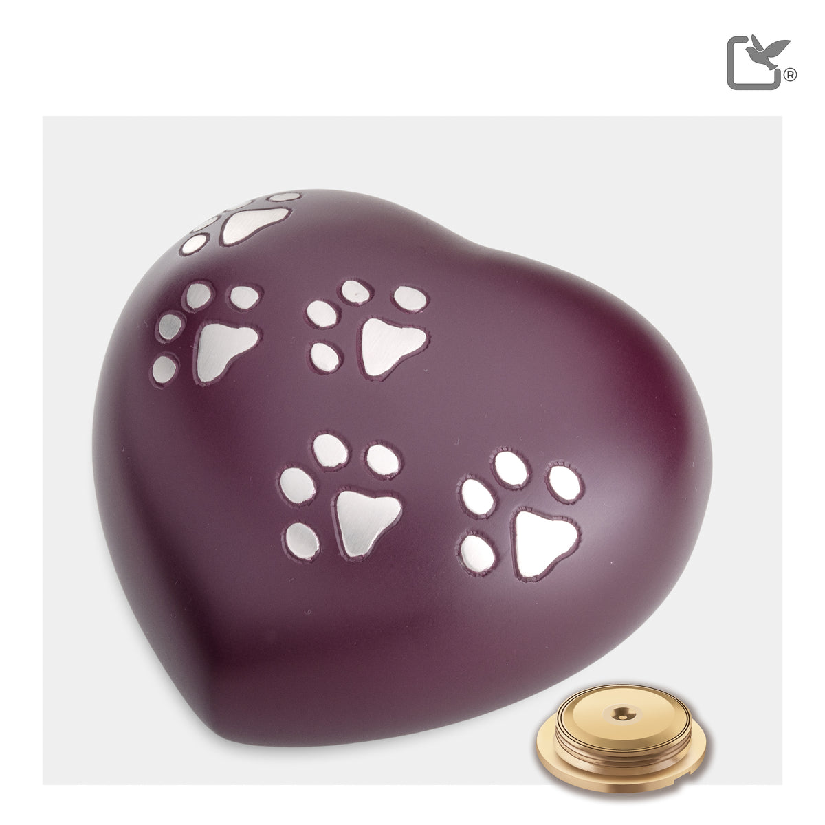 P641L   Large Heart Pet Urn Cranberry & Bru Pewter