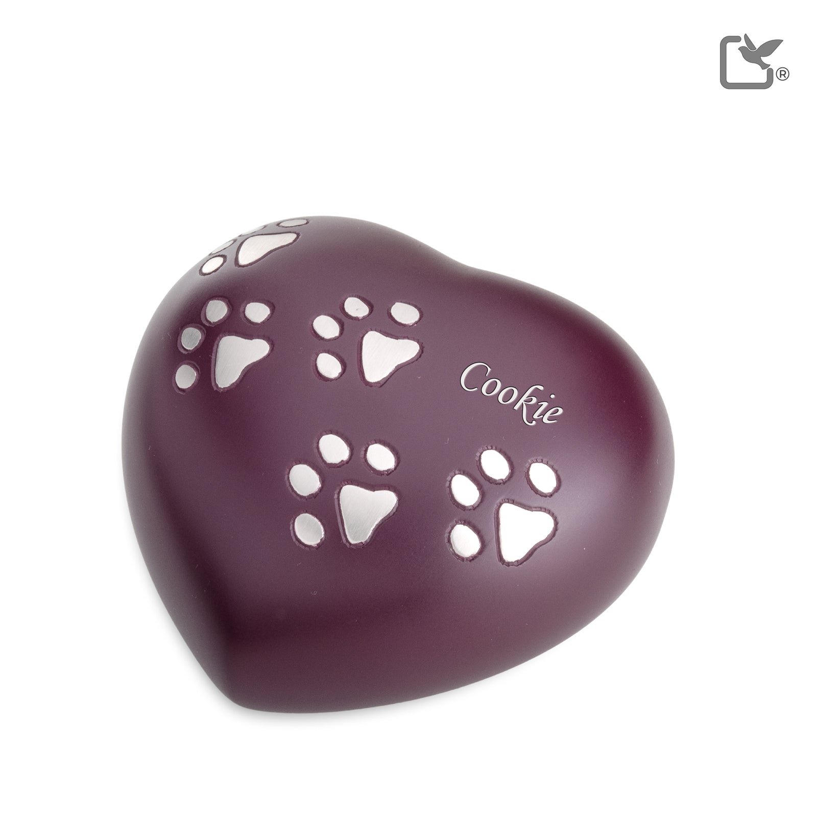 P641M   Medium Heart Pet Urn Cranberry & Bru Pewter