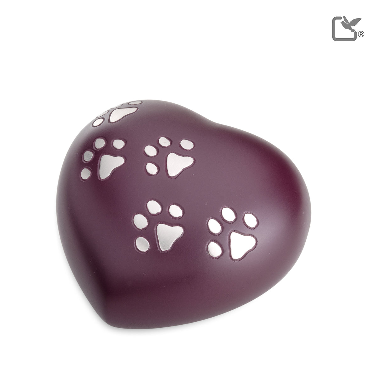 P641M   Medium Heart Pet Urn Cranberry & Bru Pewter