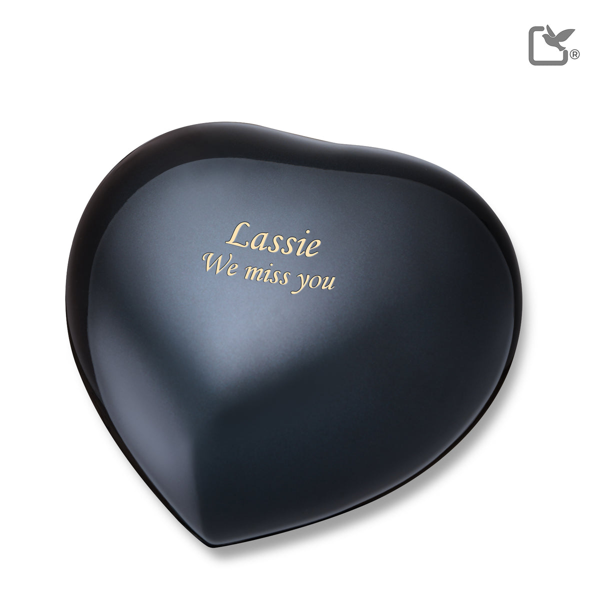 P643L   No Paws Large Heart Pet Urn Midnight