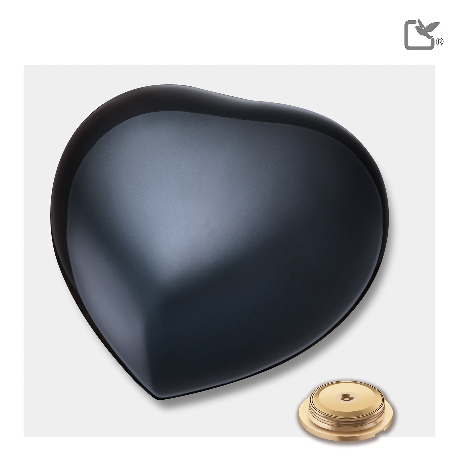 P643L   No Paws Large Heart Pet Urn Midnight