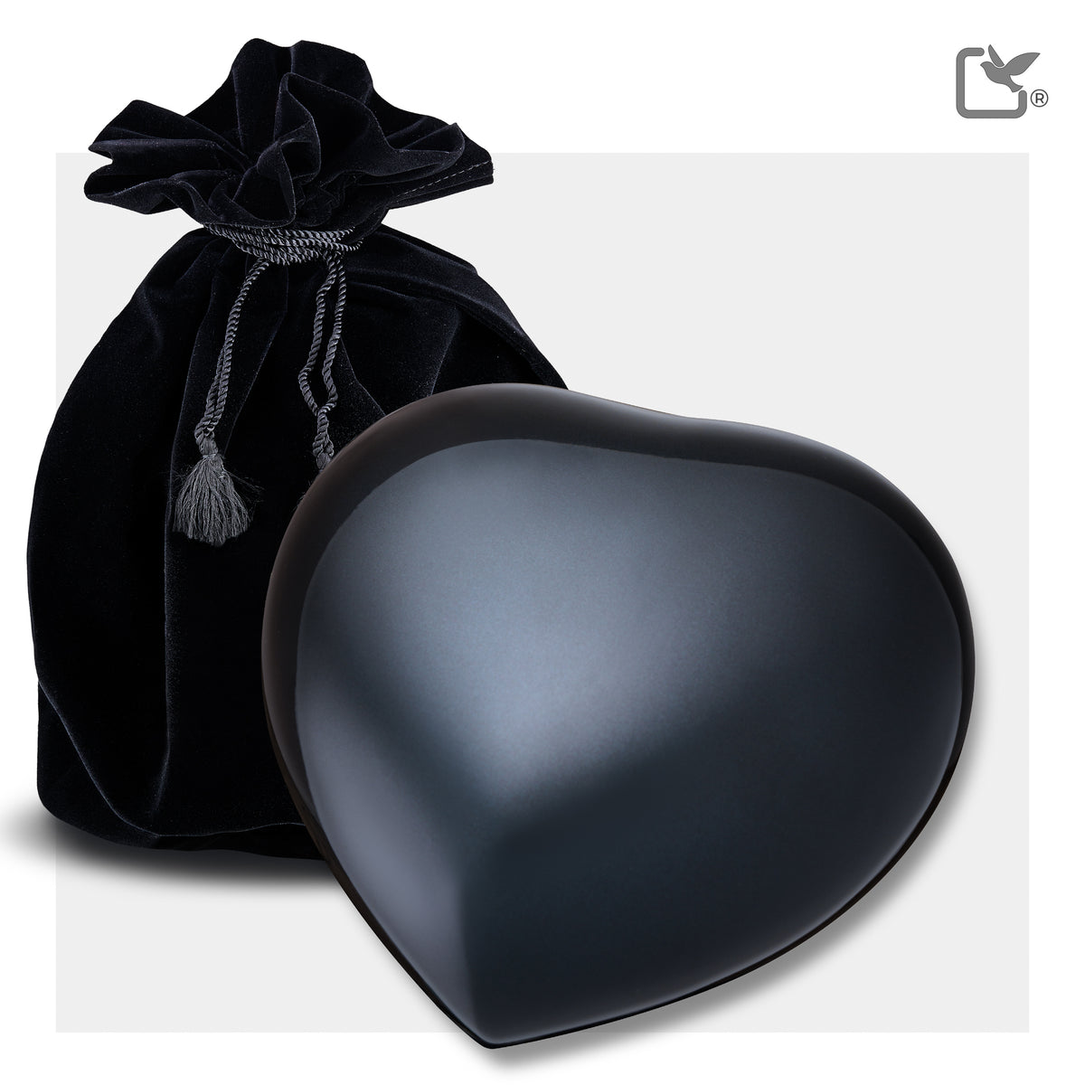 P643L   No Paws Large Heart Pet Urn Midnight