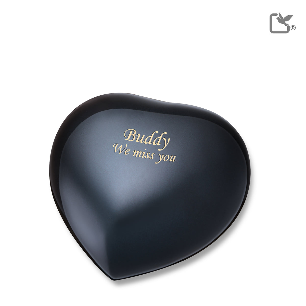 P643M   No Paws Medium Heart Pet Urn Midnight