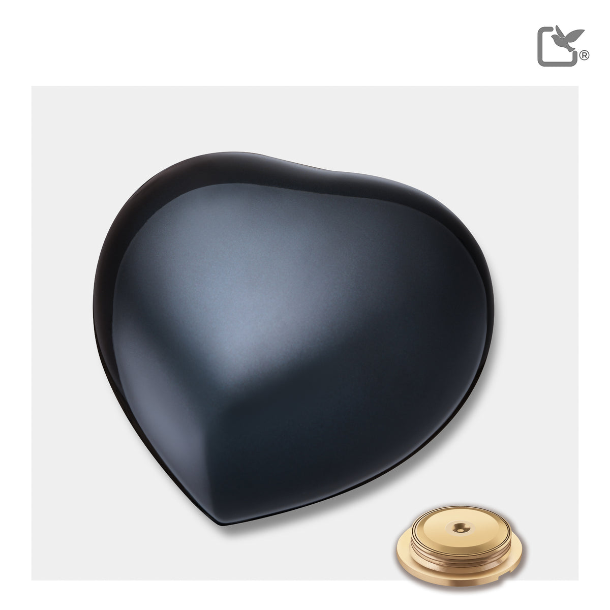 P643M   No Paws Medium Heart Pet Urn Midnight