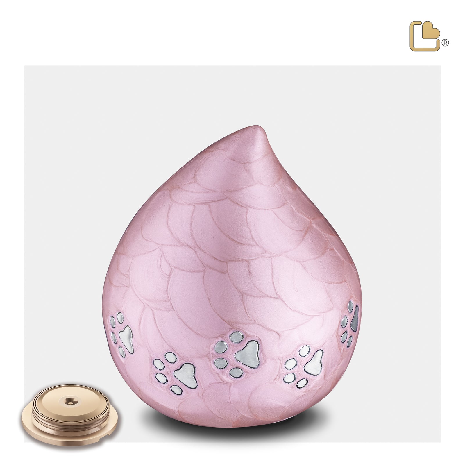 P644M   LoveDrop Medium Pet Urn Pink & Bru Pewter