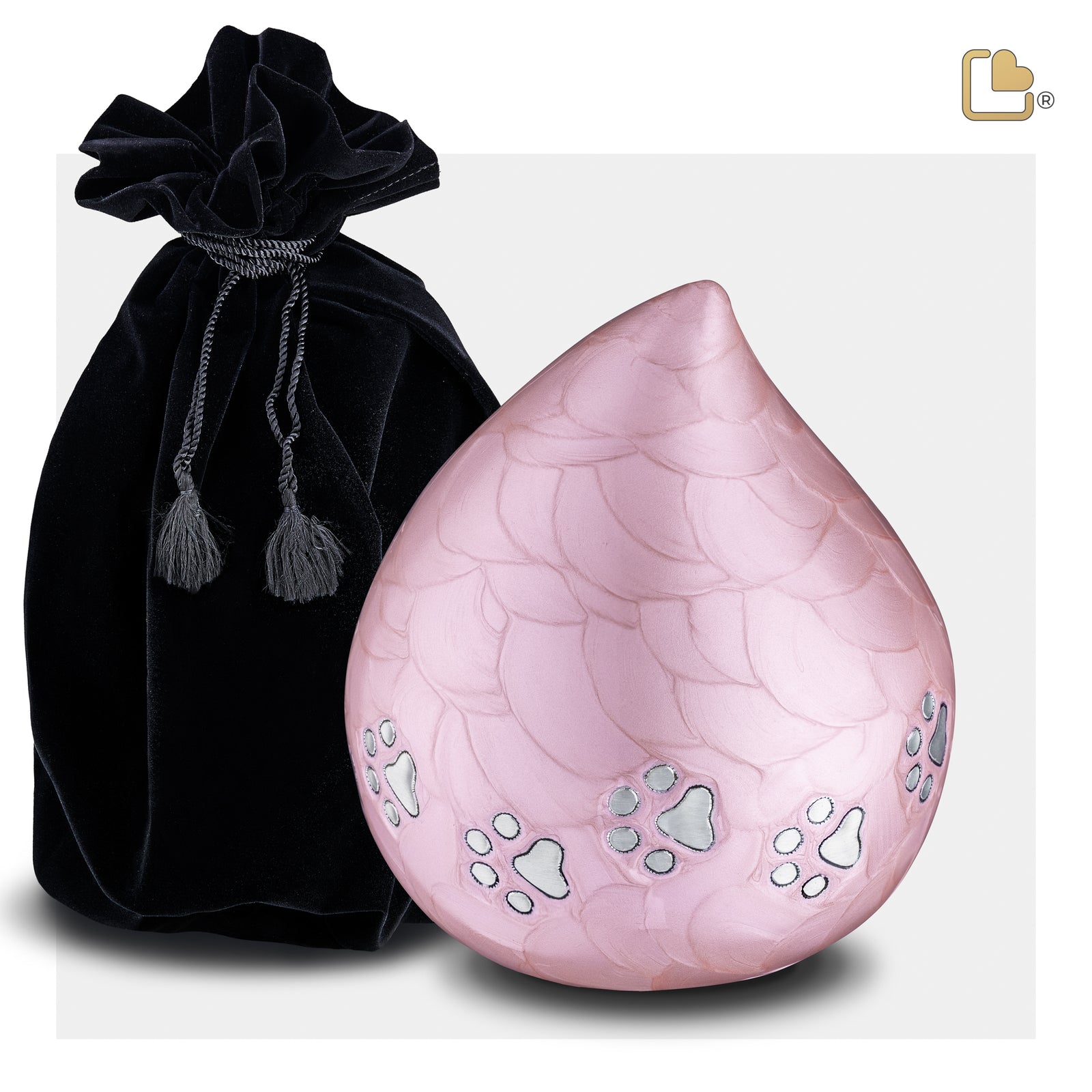 P644M   LoveDrop Medium Pet Urn Pink & Bru Pewter