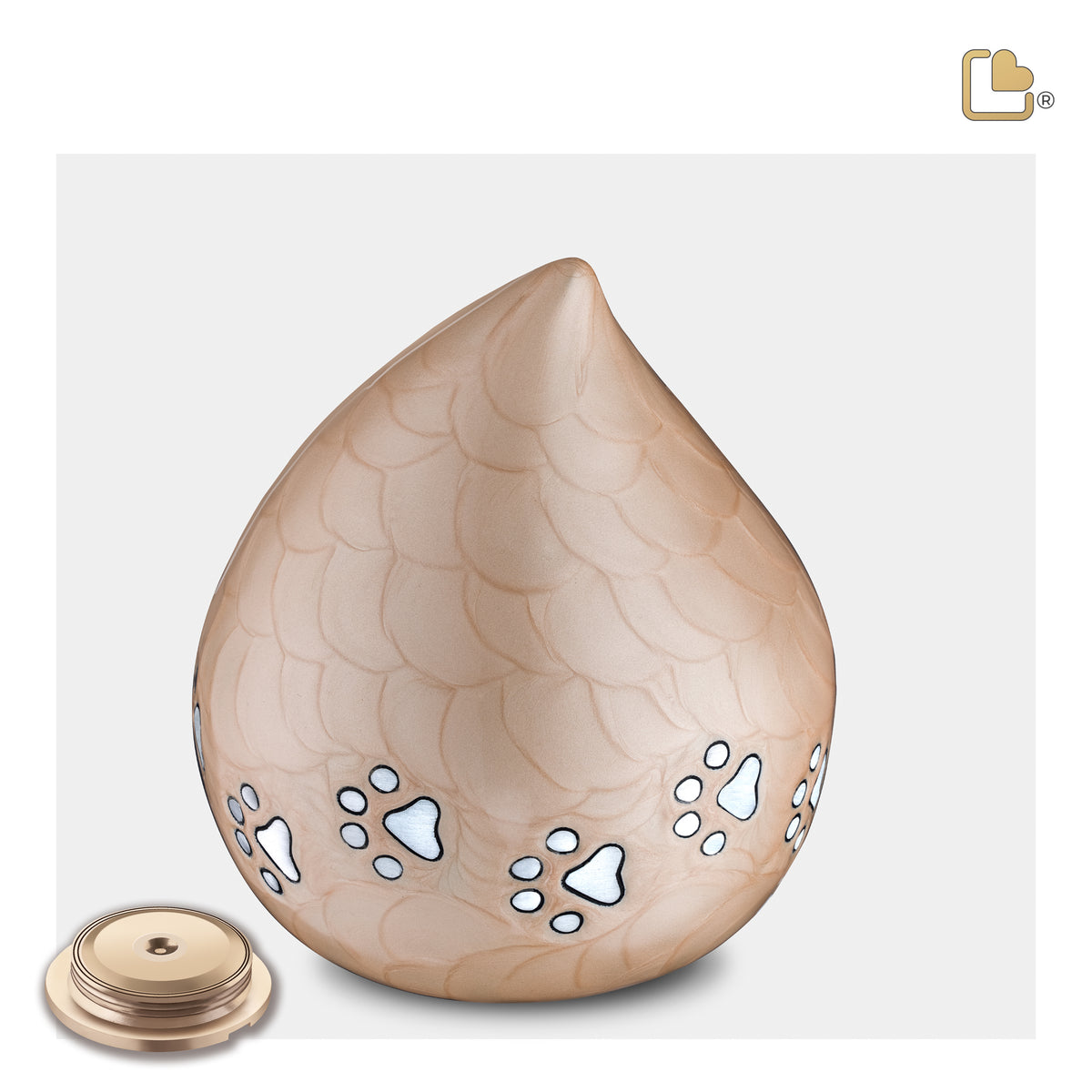 P646M   LoveDrop Medium Pet Urn Beige & Bru Pewter