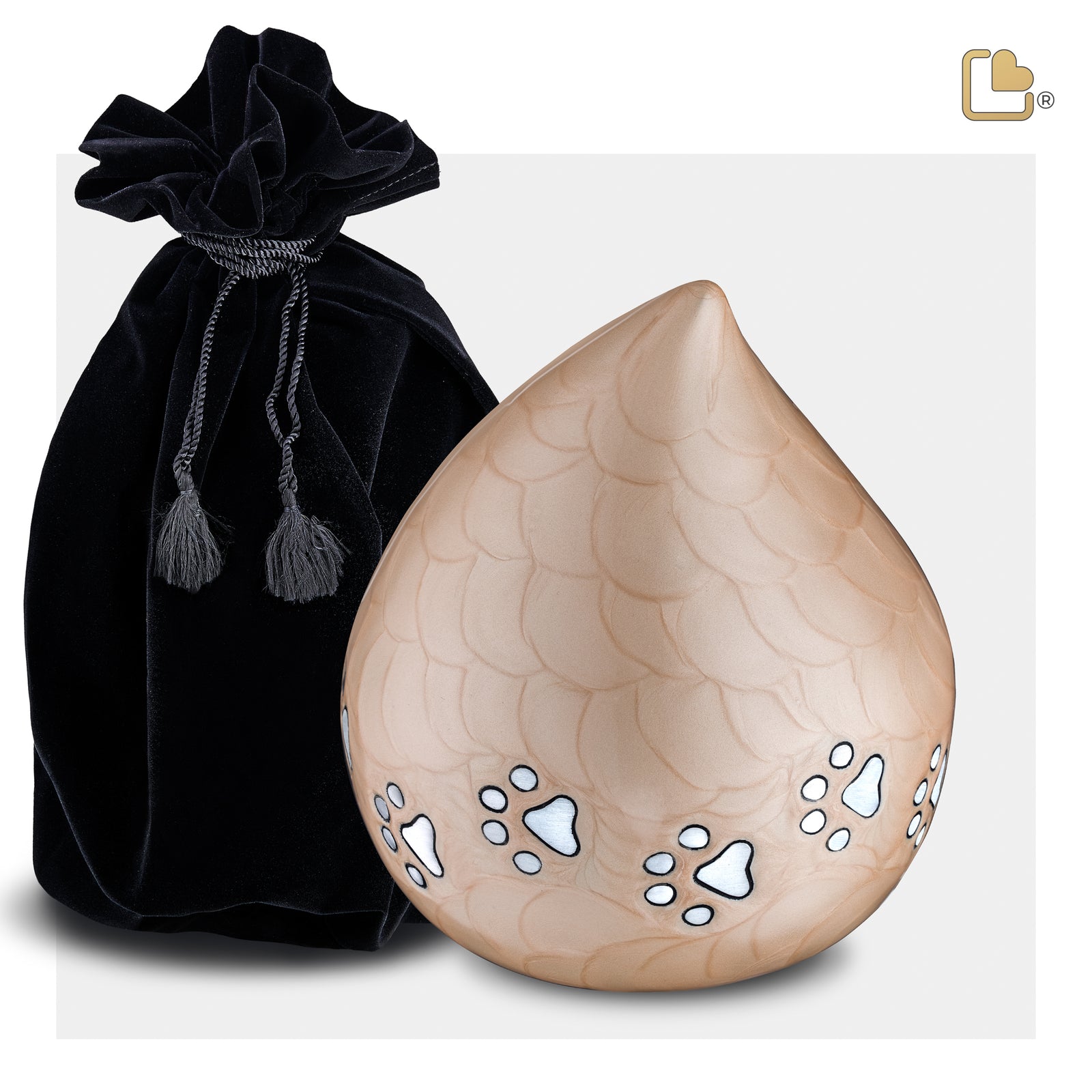 P646M   LoveDrop Medium Pet Urn Beige & Bru Pewter