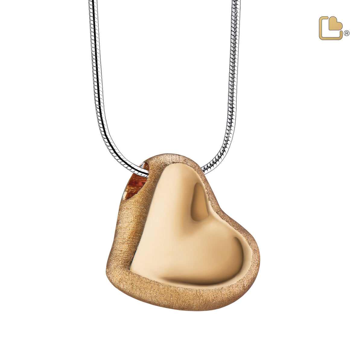 PD1001   Leaning Heart Ashes Pendant Pol &amp; Bru Gold Vermeil