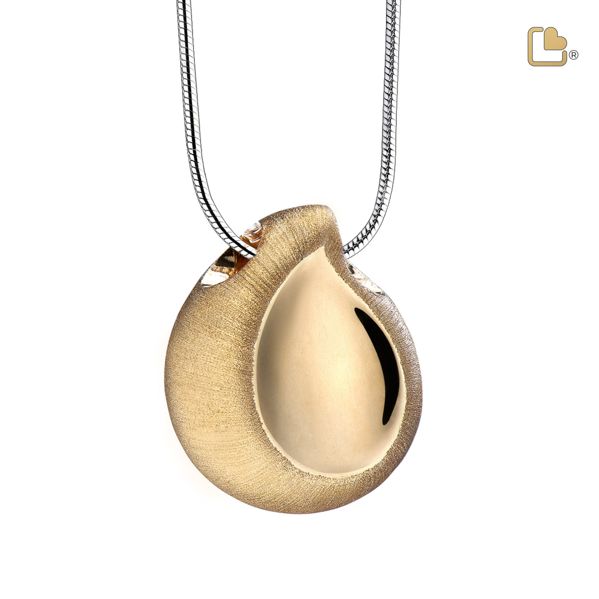 PD1021   TearDrop Ashes Pendant Pol &amp; Bru Gold Vermeil