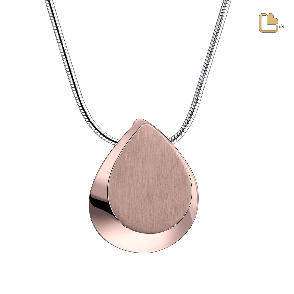 PD1026   Drop Ashes Pendant Pol &amp; Bru Rose Gold Vermeil