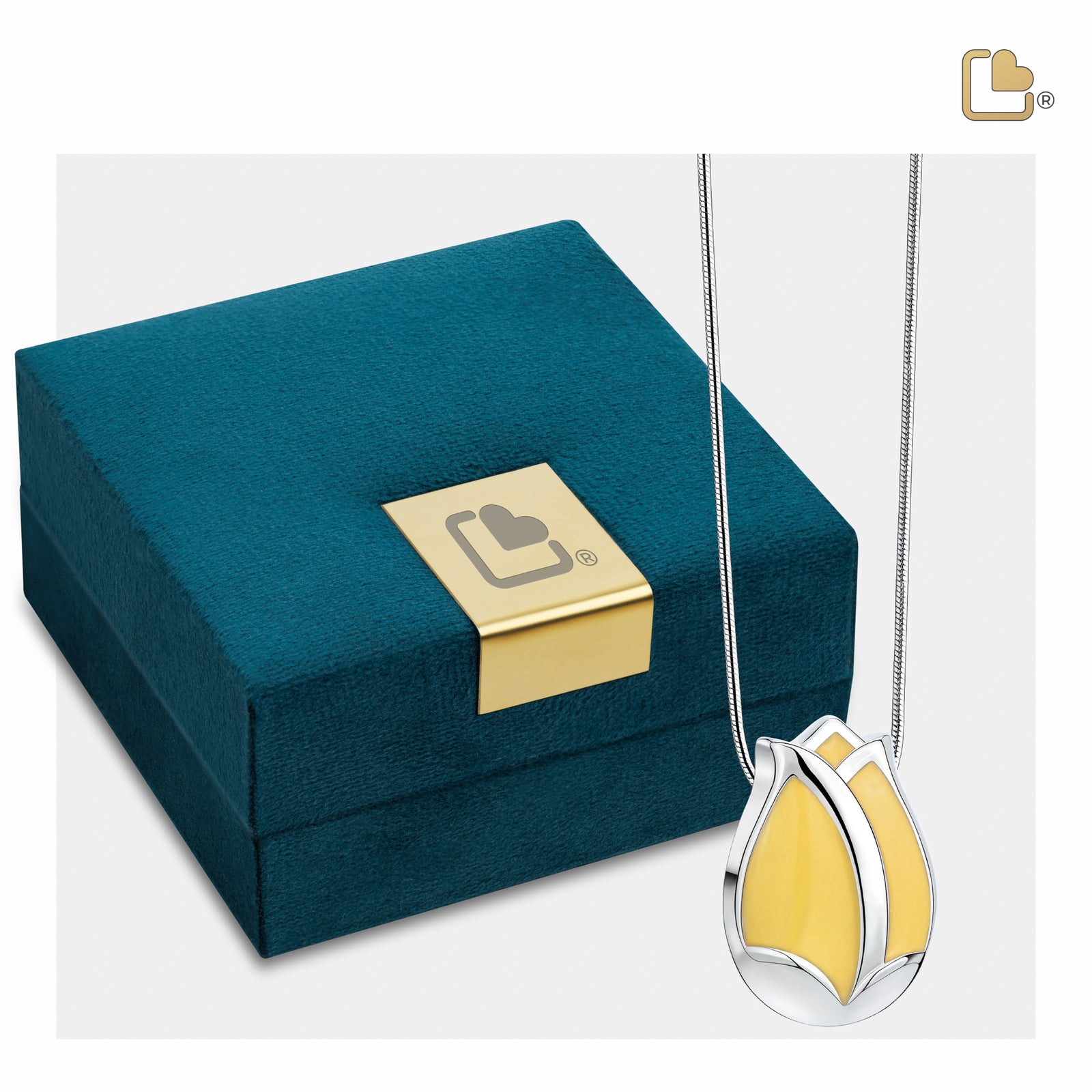PD1072   Tulip Ashes Pendant Pearl Yellow & Pol Silver