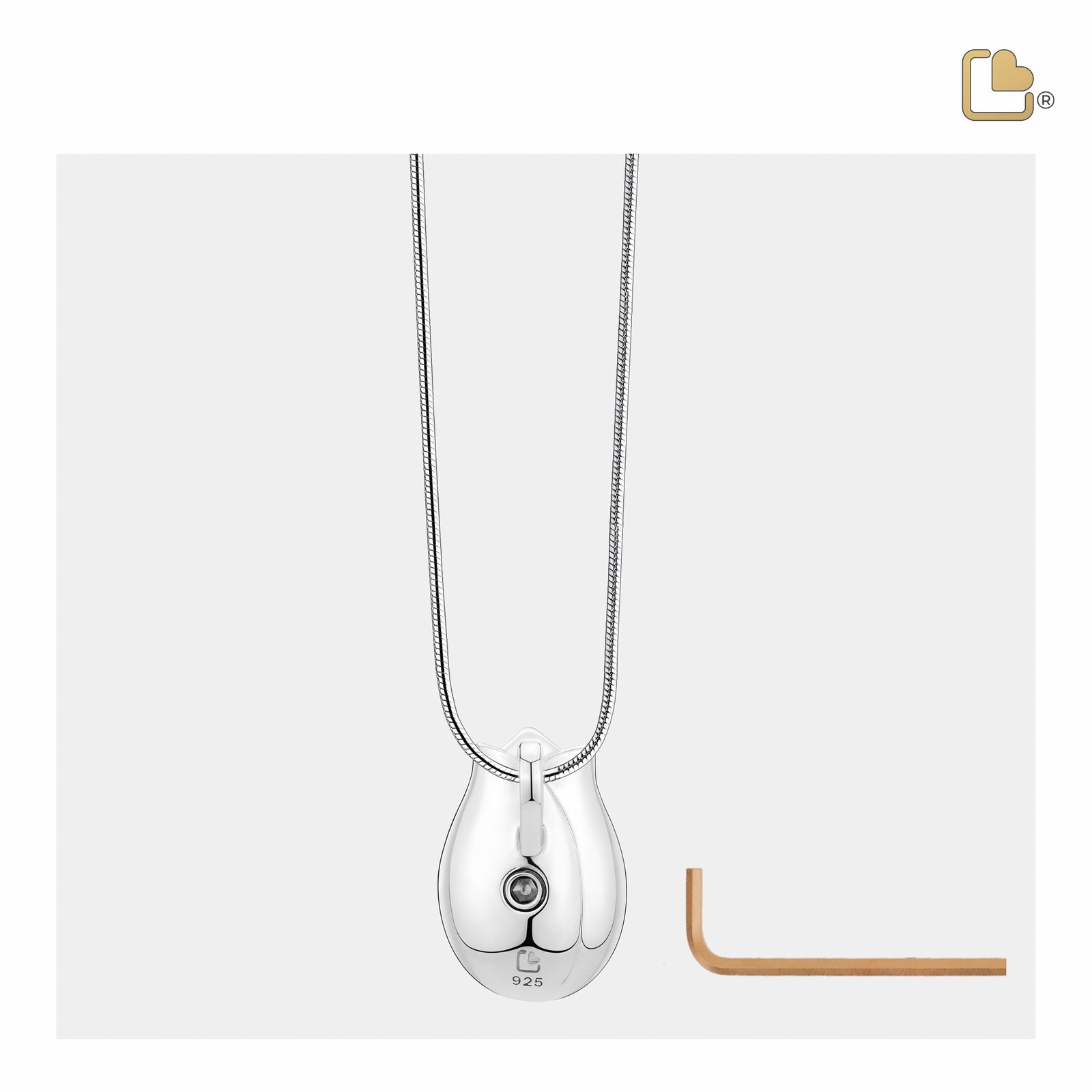 PD1074   Tulip Ashes Pendant Pearl Red & Pol Silver
