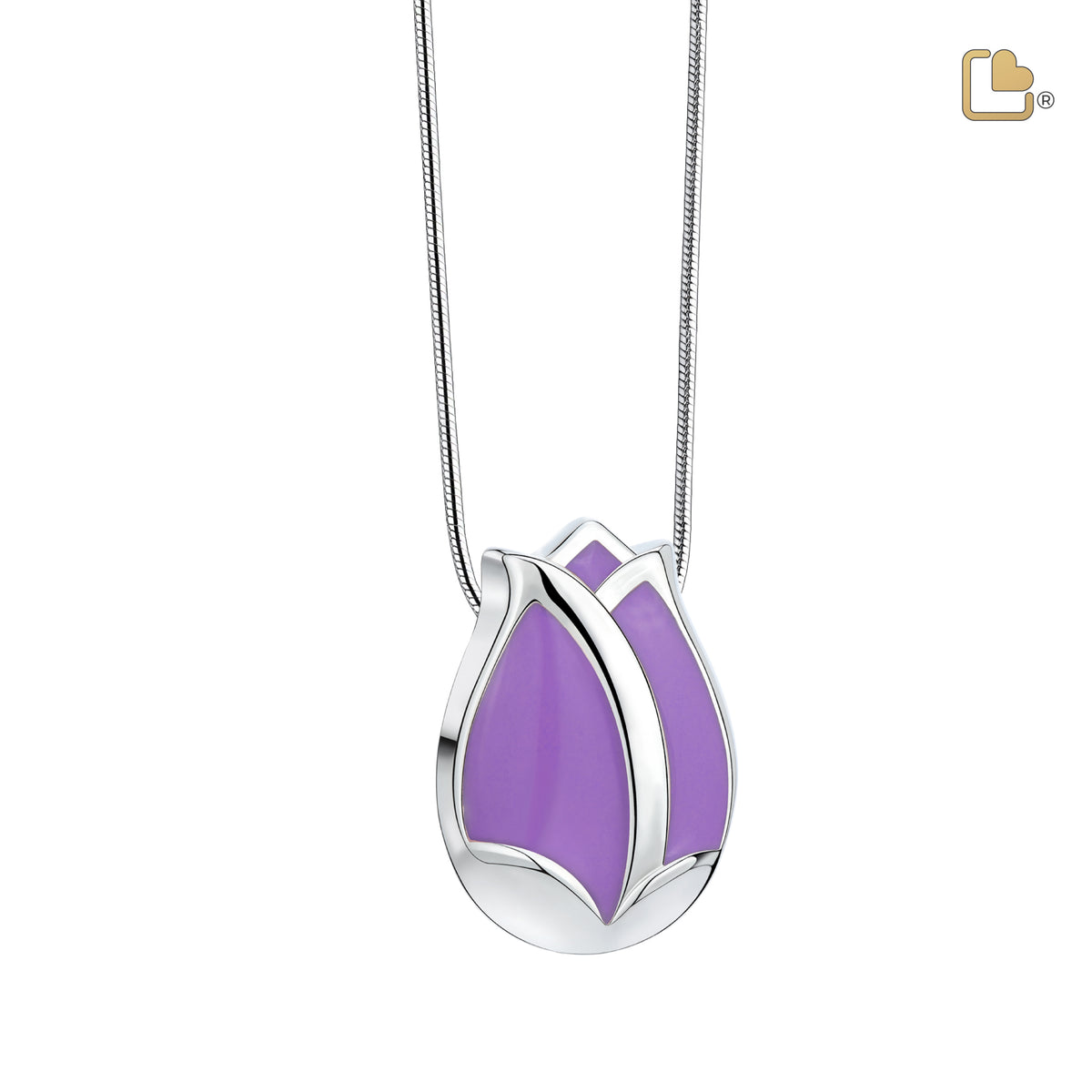 PD1076   Tulip Ashes Pendant Pearl Purple &amp; Pol Silver