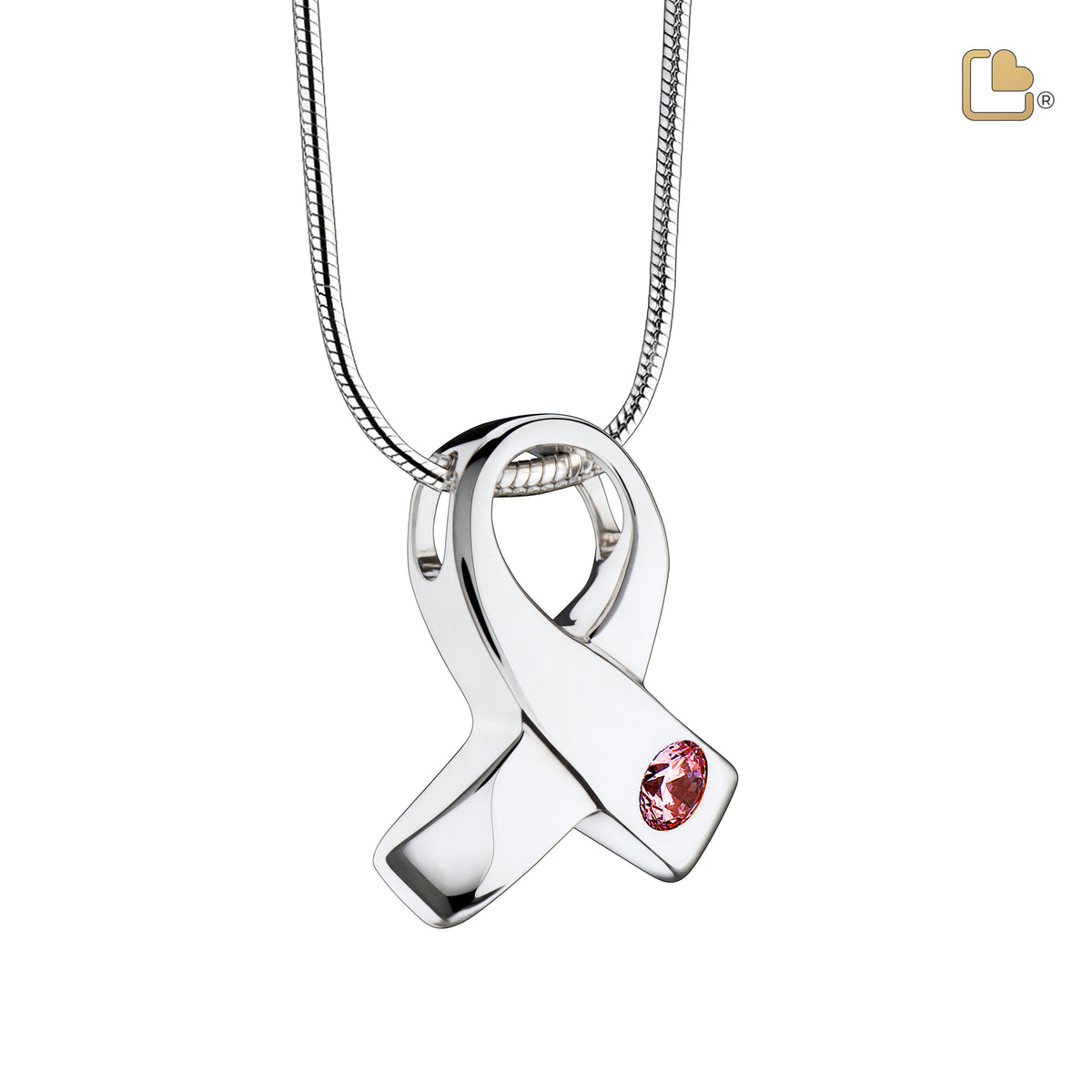 PD1100   Awareness Ashes Pendant Pink &amp; Pol Silver w/Zirconia