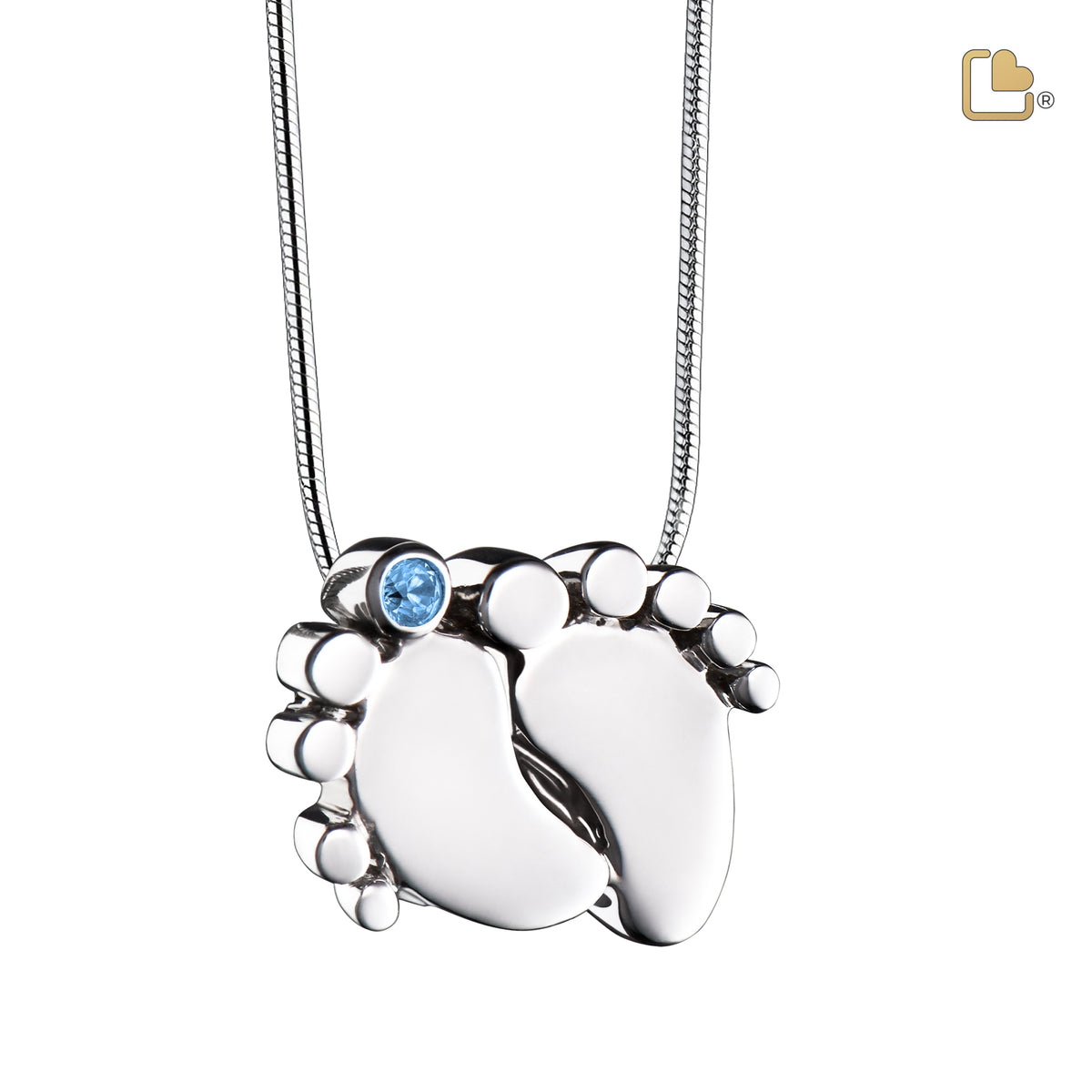 PD1181   BabyFeet Ashes Pendant Blue &amp; Pol Silver w/Zirconia