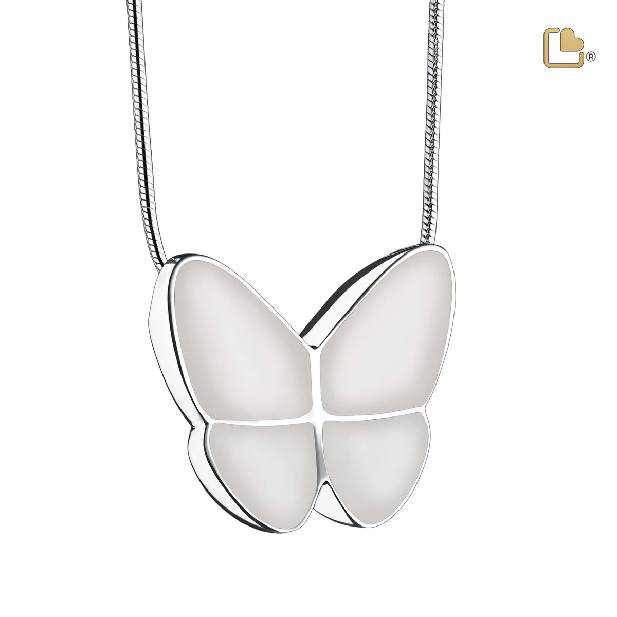 PD1202   Wings of Hope Ashes Pendant Pearl White &amp; Pol Silver