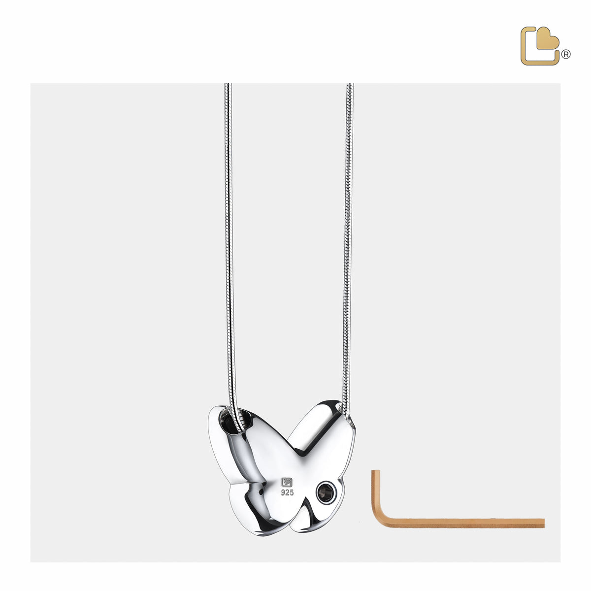 PD1202   Wings of Hope Ashes Pendant Pearl White & Pol Silver