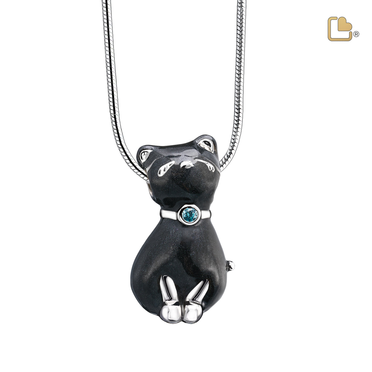 PD1261   PrincessCat Ashes Pendant Pearl Midnight &amp; Pol Silver w/Swarovski®