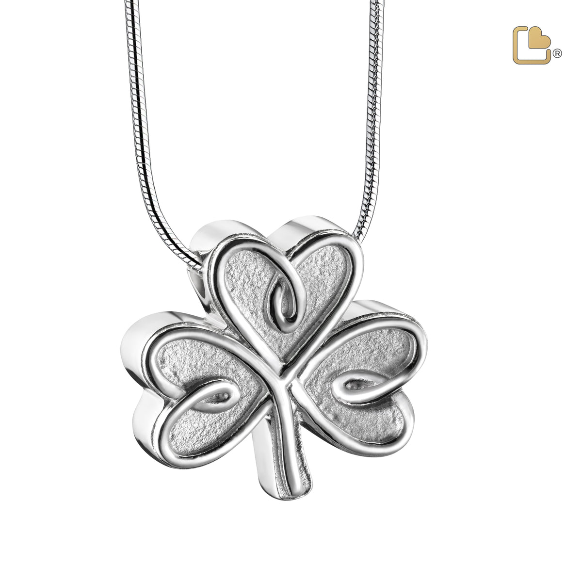 PD1491   CelticShamrock Ashes Pendant Pol &amp; Bru Silver