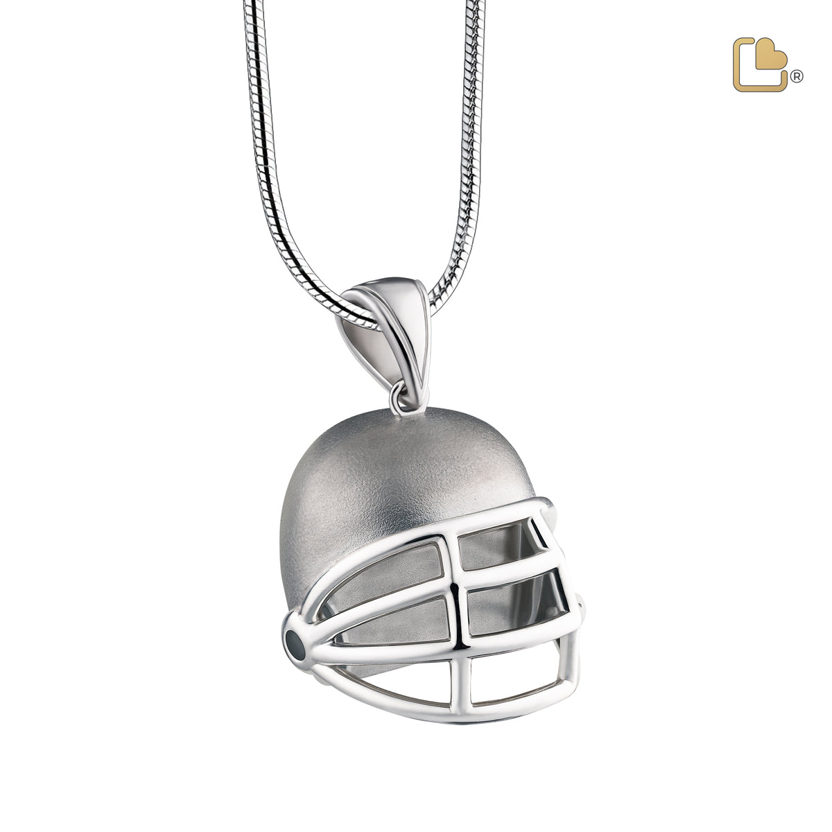 PD1510   Football Helmet Ashes Pendant Pol &amp; Bru Silver