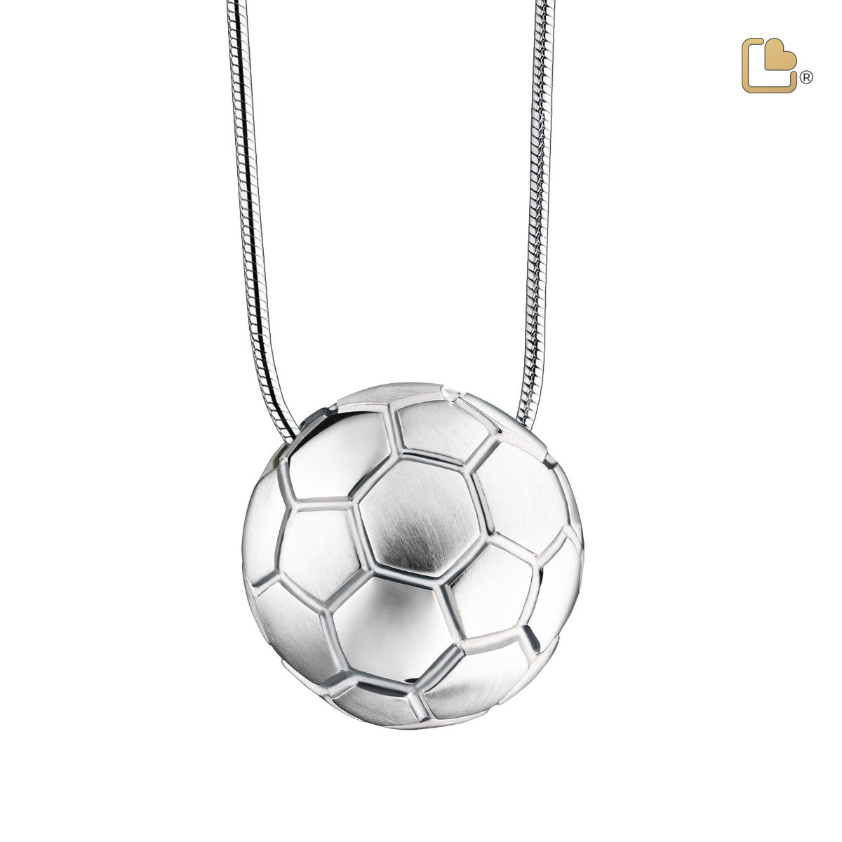 PD1511   FootBall Ashes Pendant Pol &amp; Bru Silver
