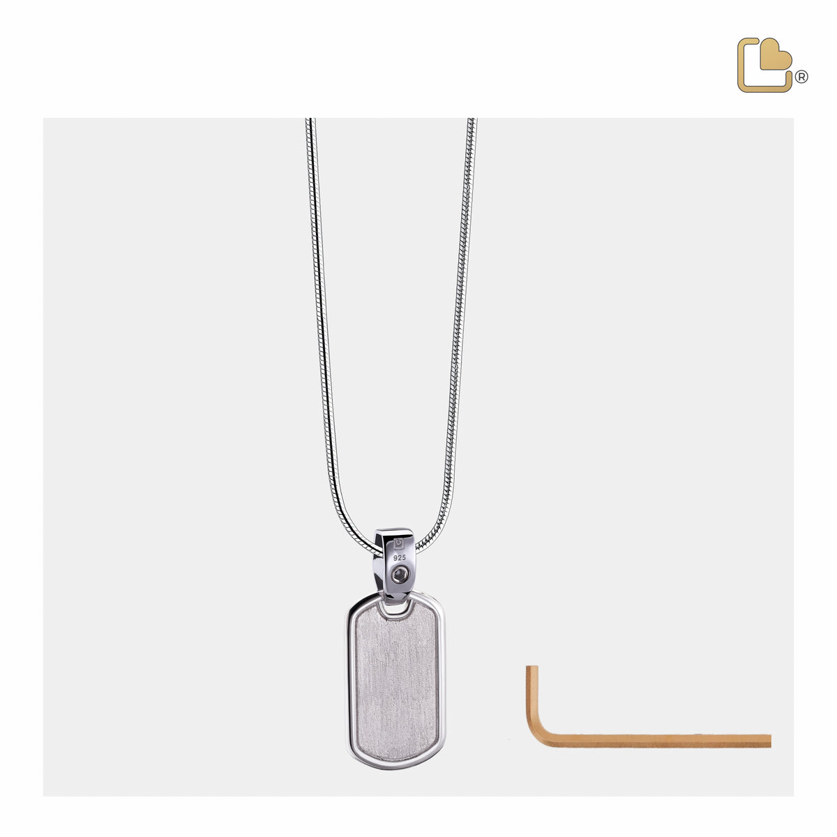 PD1512   LoveTag Ashes Pendant Pol & Bru Silver
