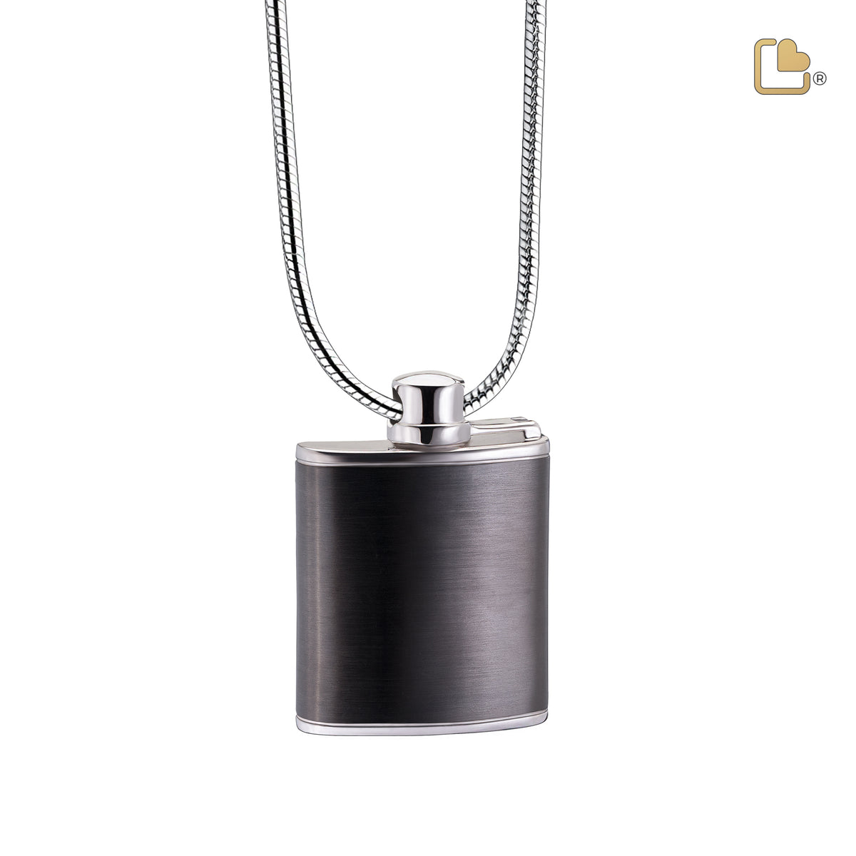 PD1513   Flask Ashes Pendant Pol &amp; Bru Ruthenium