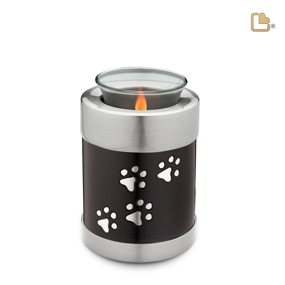 T655   Pet Tealight Urn Midnight &amp; Bru Pewter