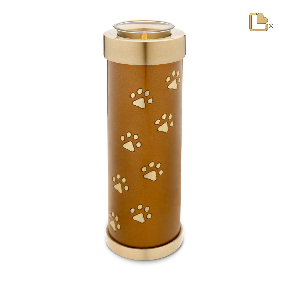 T657   Tall Pet Tealight Urn Bronze &amp; Bru Gold